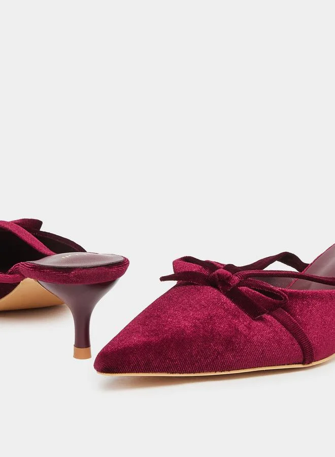 Styli  Styli Velvet Texture Bow Detail Formal Shoes for Women | Best Price UAE