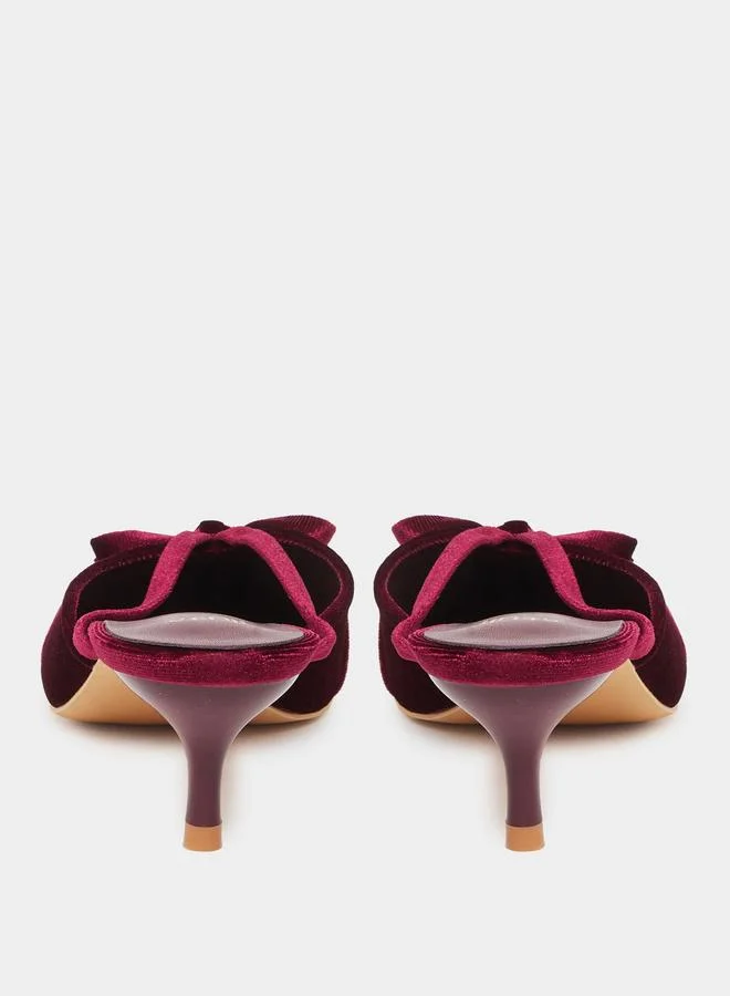 Styli  Styli Velvet Texture Bow Detail Formal Shoes for Women | Best Price UAE