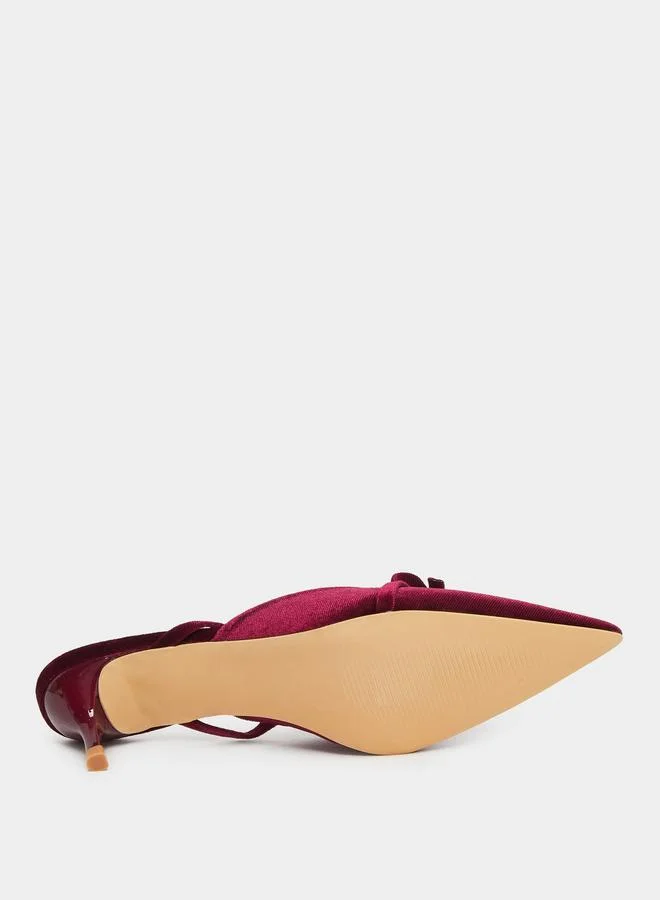 Styli  Styli Velvet Texture Bow Detail Formal Shoes for Women | Best Price UAE