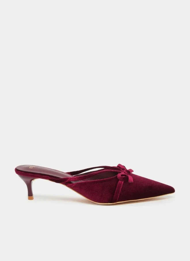 Styli Styli Velvet Texture Bow Detail Formal Shoes