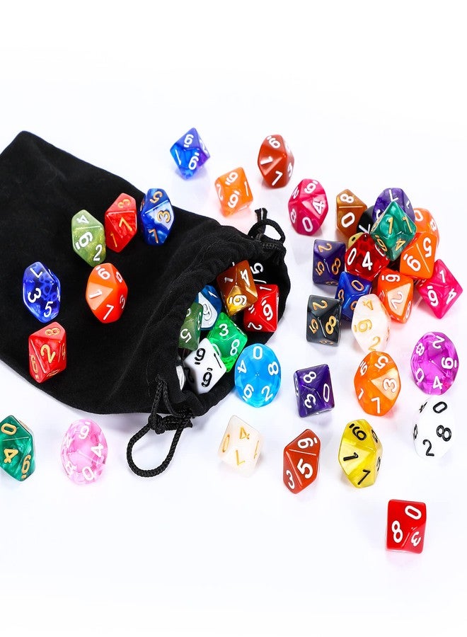 Skylety 100 Pieces Polyhedral Dice Set with Black Pouch Polyhedral Dice Compatible with RPG MTG Table Games Multi Colored Assortment (10 Sided) - Image 4