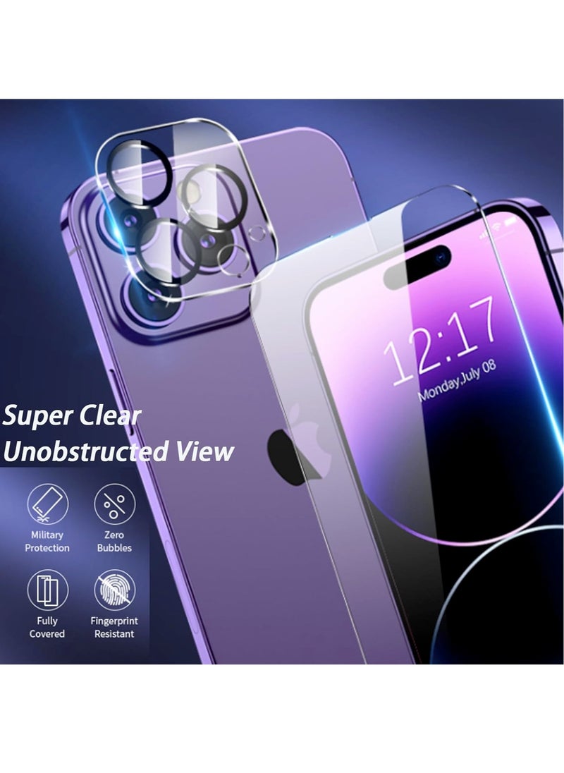 DUSALA [3+3 Pack] for iPhone 15 Screen Protector with Camera Lens Protector 9H Tempered Glass Film HD Clear Sensitive Full Coverage Protector for iphone 15 (iphone 15)  - Image 2