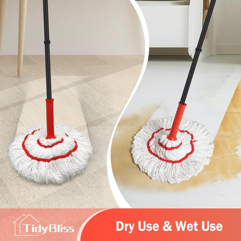 TidyBliss Self Wringing Twist Mop for Floor Cleaning, 57.5 inches Long Handle Cotton String Mop with Wringer, Washable Microfiber Wet Mop with Scouring Pad for Hardwood, Tile, Bathtub, Kitchen - Image 4
