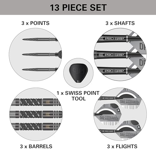 Target Darts Dimitri Van Den Bergh x Echo 90% Tungsten Steel Tip Darts Set – 24g Steel Tip Dart Set, Swiss Point Darts, SP Tool Included, Player Edition Dimi Dart Set - Image 5