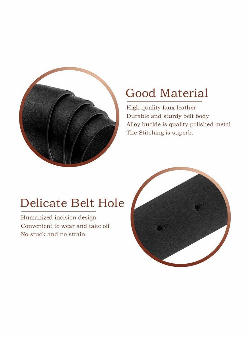 KASTWAVE - Women's PU Leather Belt, Set of 3 Double O Ring Soft Retro Faux Leather Waist Belt for Jeans Dresses - Image 1