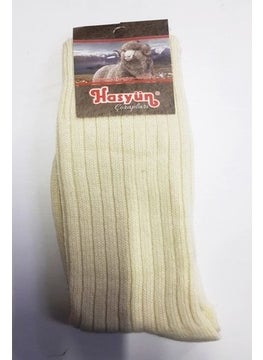Hasyün Men's Cream Lambswool Socks Quality Certified Natural Wool 