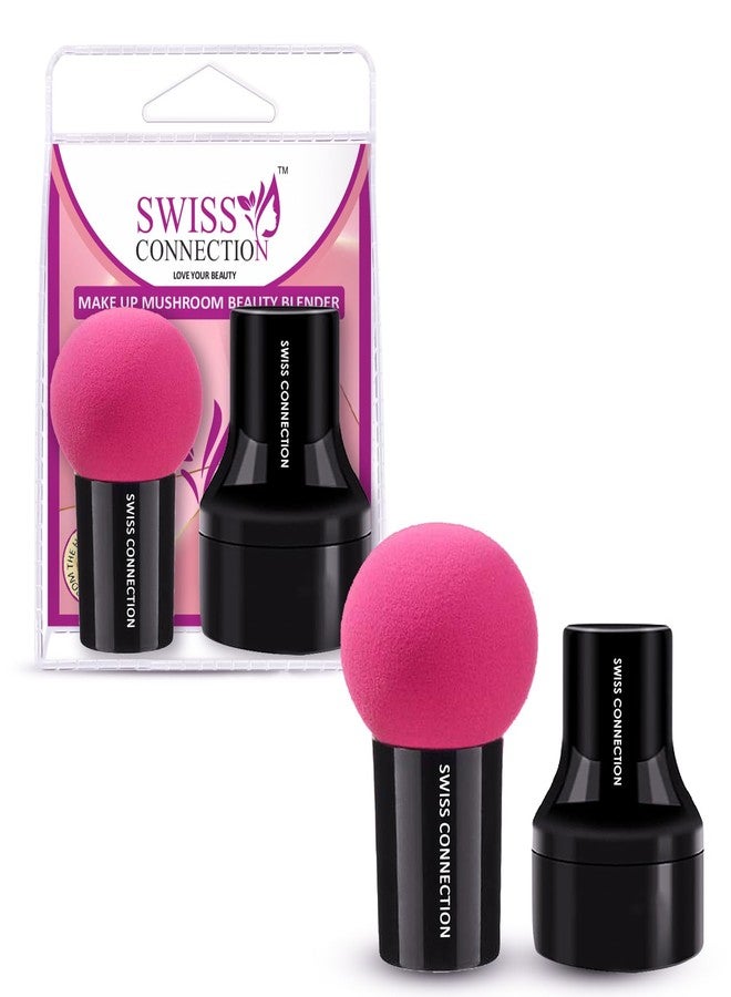 Swiss Connection إسفنجة الوجه من سويس كونكشن على شكل فطر مع علبة، إسفنجة بودرة ناعمة للمكياج وكريم الأساس، علبة واقية، سهلة التنظيف (عبوة من قطعة واحدة) - Image 1