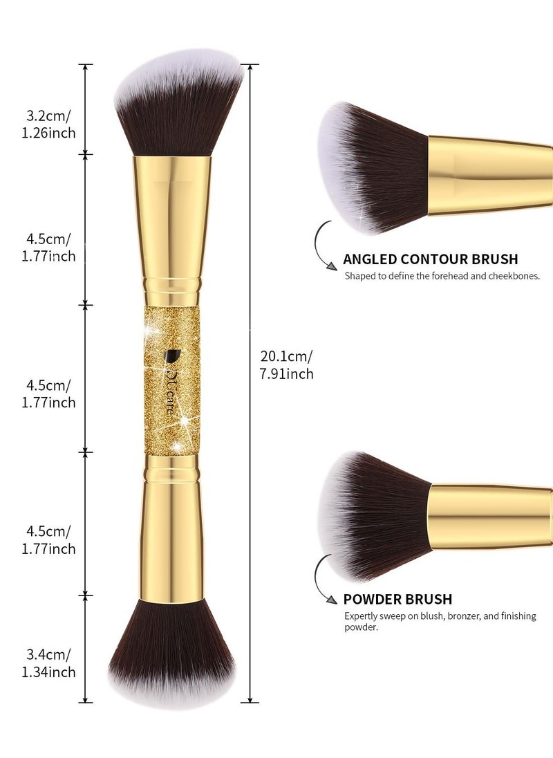 Makeup Brush Set 2Pcs Double End Foundation Brush Powder Buffer and Contour Brush Synthetic Cosmetic Tools