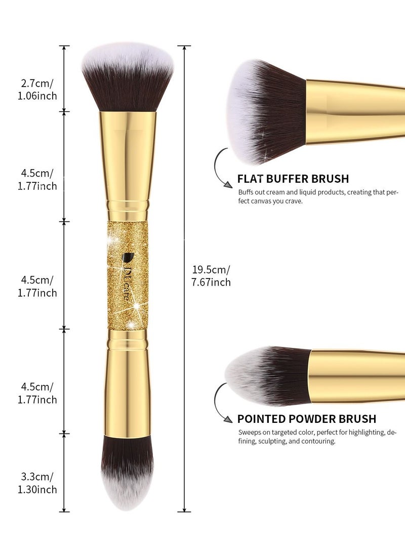 DUcare Makeup Brush Set 2Pcs Double End Foundation Brush Powder Buffer and Contour Brush Synthetic Cosmetic Tools  - Image 5