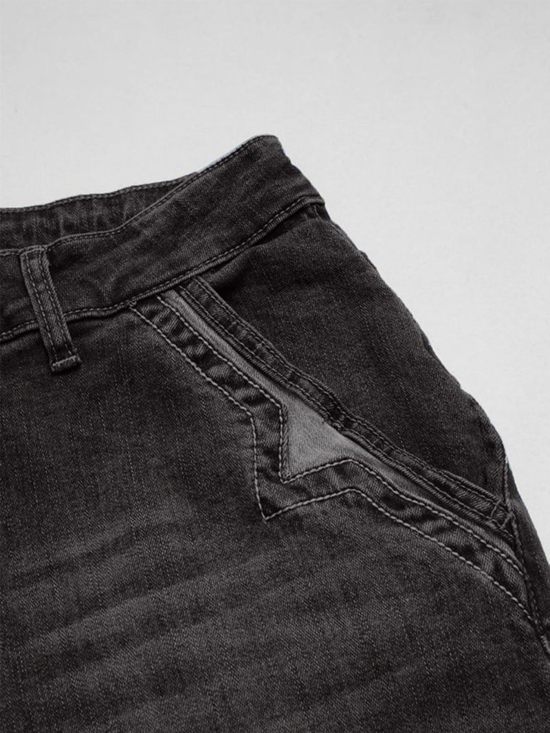 Flamingals Wide Leg Jeans for Women Mid Waist Baggy Stitch Decor Denim Washed Pants Without Belt Black M - Image 5