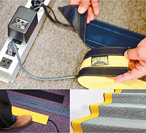 Electriduct 4" SafCord Carpet Cord Cover Strip Secure and Hide Floor Cables and Wires - 30 Feet - Black | Works only on Commercial Carpet, Barber and Loop Style Rugs - Image 4