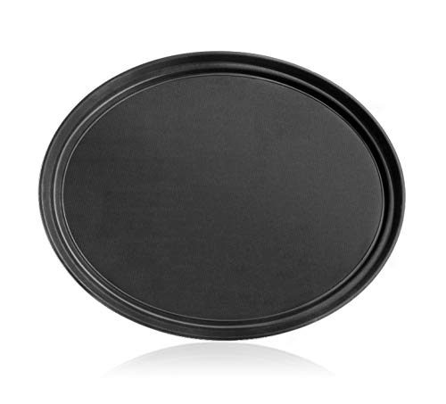 New Star Foodservice New Star Foodservice 25453 NonSlip Tray Plastic Rubber Lined Oval 205 x 2525Inch Black 