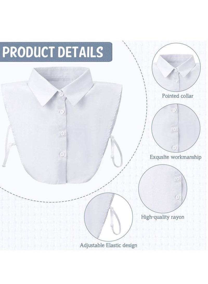 2 قطعة بلوزة نسائية أنيقة بياقة وهمية قابلة للفصل، قميص خفيف الوزن بتصميم إبداعي، نقطة ياقة وهمية، قمصان للجنسين قابلة للفصل وقابلة للتعديل، بلوزة وهمية باللونين الأسود والأبيض - Image 3