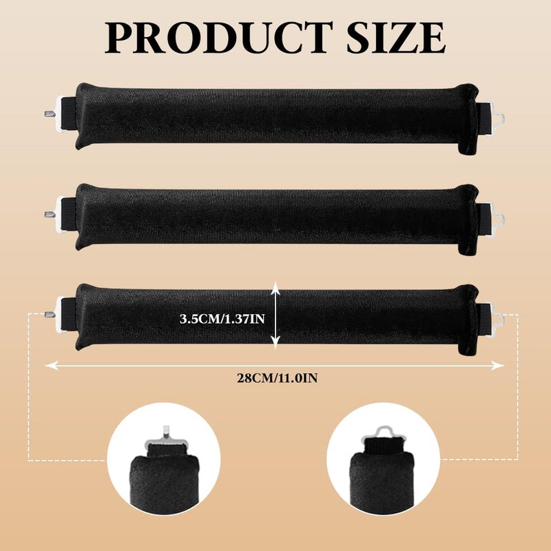 M'AYCREATE MAYCREATE® Heatless Hair Curler, Flexible Curling Rod with Hook, Satin Rollers for All Hair Types, No Heat Curls to Sleep for Curl Rods, Heatless Curls for Blowout Hair, Black - Image 2