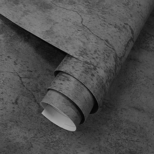 3YECAO 16"×118" Thick Blue Grey Peel and Stick Concrete Wallpaper 3d Faux Gray Concrete Contact Paper Vinyl Wrap DIY Self Adhesive Matte Grey Cement Wallpaper Tile Sticker for Countertops Walls Drawer - Image 1