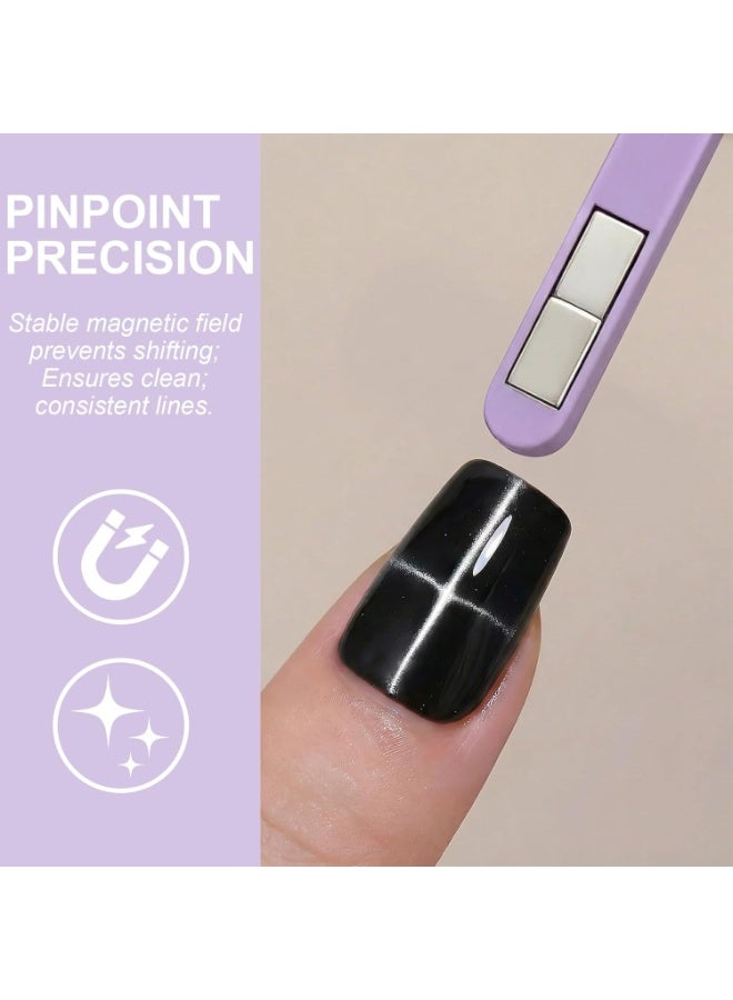 Bukela 8 in 1 Cat Eye Magnet, Nail Magnets for Cat Eye Gel Polish, Cat Eye Tools for Nails with Steel Ball, Multifunctional Nail Magnet for Nail Salon Home DIY (Purple) - Image 2