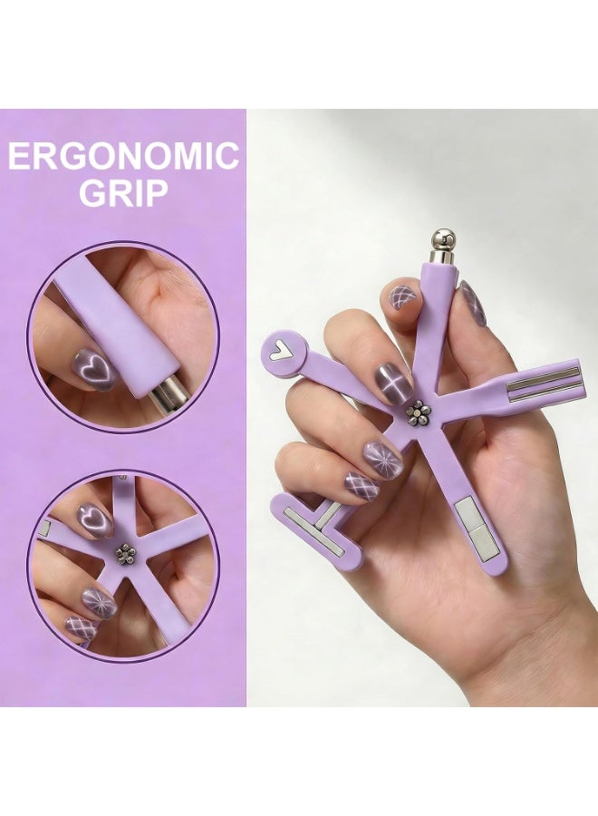 Bukela 8 in 1 Cat Eye Magnet, Nail Magnets for Cat Eye Gel Polish, Cat Eye Tools for Nails with Steel Ball, Multifunctional Nail Magnet for Nail Salon Home DIY (Purple) - Image 5