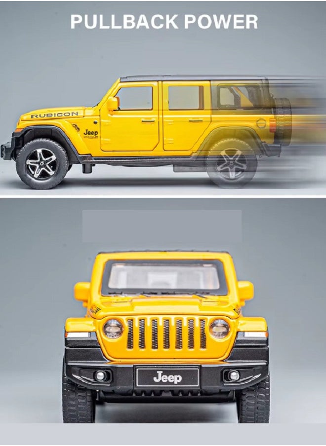 die cast 1:32 Compatible for Jeep Rubicon Model Car Toy, Zinc Alloy Pull Back Toy car with Sound and Light for Kids & Adults (Orange)  - Image 2