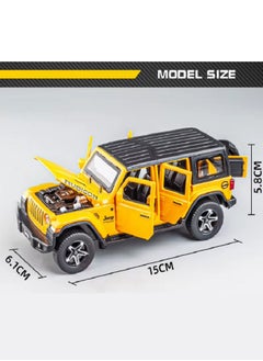 die cast 1:32 Compatible for Jeep Rubicon Model Car Toy, Zinc Alloy Pull Back Toy car with Sound and Light for Kids & Adults (Orange)  - Image 3