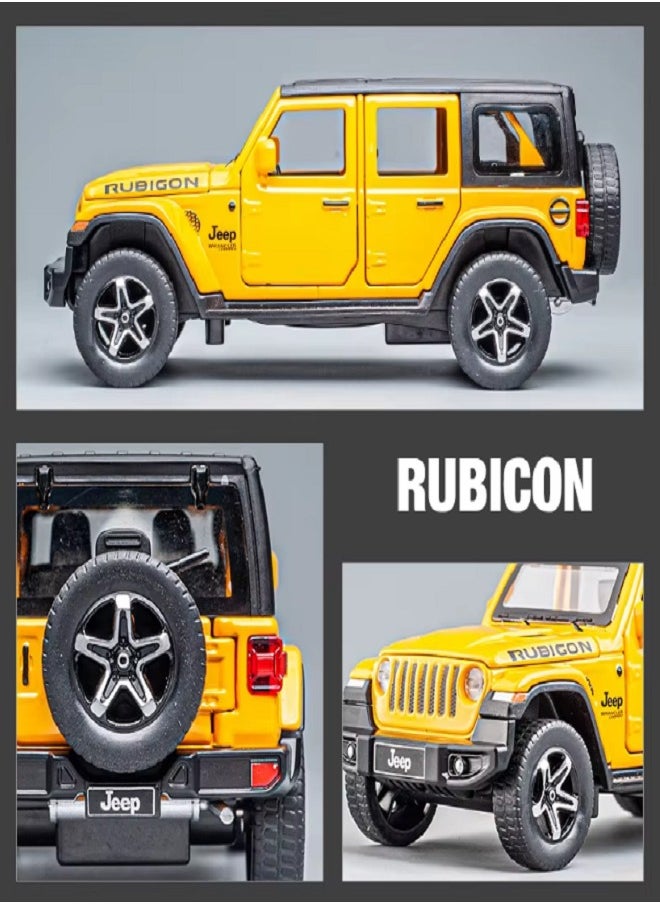 die cast 1:32 Compatible for Jeep Rubicon Model Car Toy, Zinc Alloy Pull Back Toy car with Sound and Light for Kids & Adults (Orange)  - Image 4