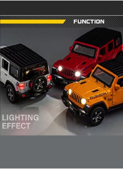 die cast 1:32 Compatible for Jeep Rubicon Model Car Toy, Zinc Alloy Pull Back Toy car with Sound and Light for Kids & Adults (Orange)  - Image 5