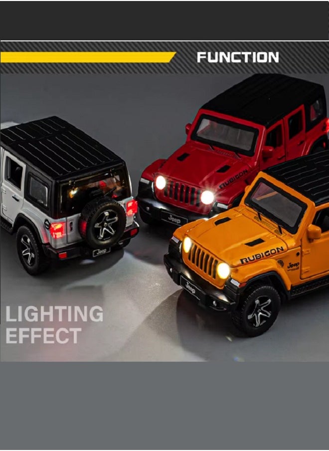 die cast 1:32 Compatible for Jeep Rubicon Model Car Toy, Zinc Alloy Pull Back Toy car with Sound and Light for Kids & Adults (Orange)  - Image 5