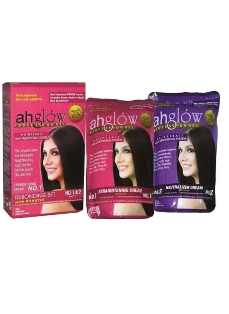 Hair Straightening and Rebonding System with KERATIN. Extra Strength Formula. The Complete System that Straightens Wavy, Curly, Frizzy Hair the Smooth, Silky, Shiny Way! 165 gram pouches