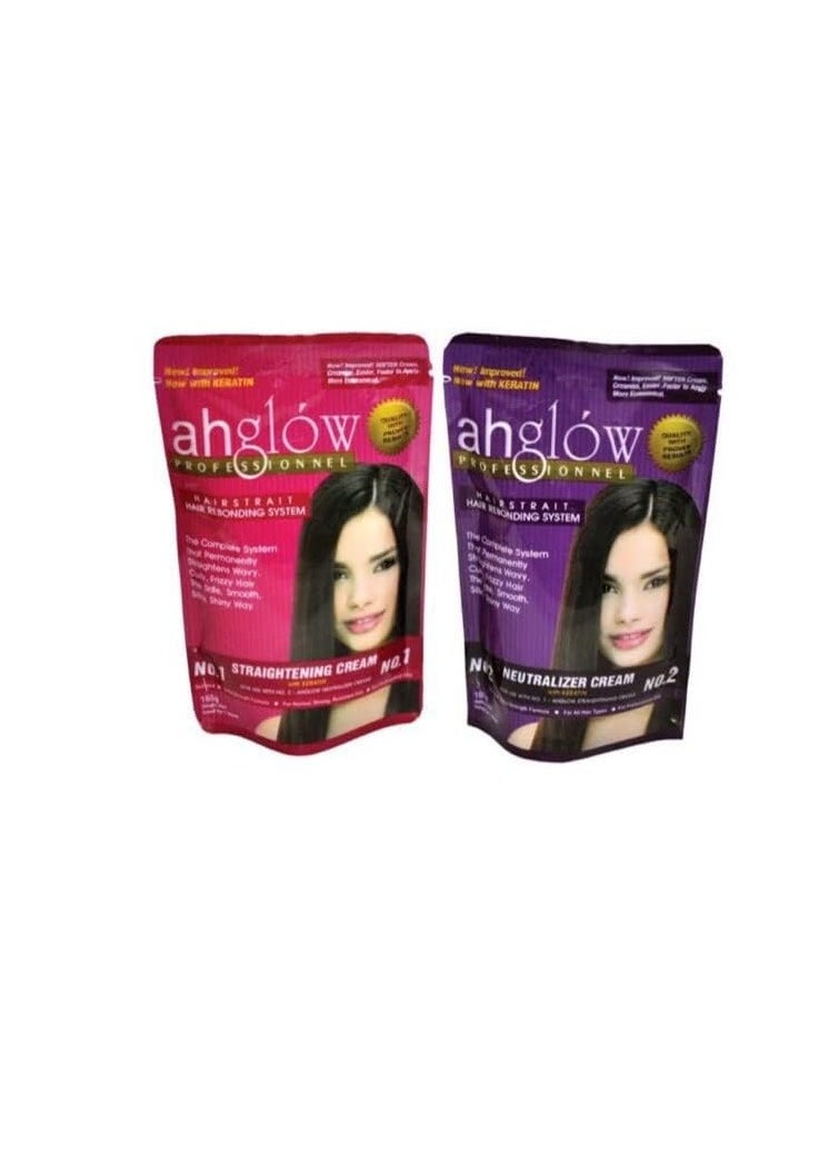 Hair Straightening and Rebonding System with KERATIN. Extra Strength Formula. The Complete System that Straightens Wavy, Curly, Frizzy Hair the Smooth, Silky, Shiny Way! 165 gram pouches