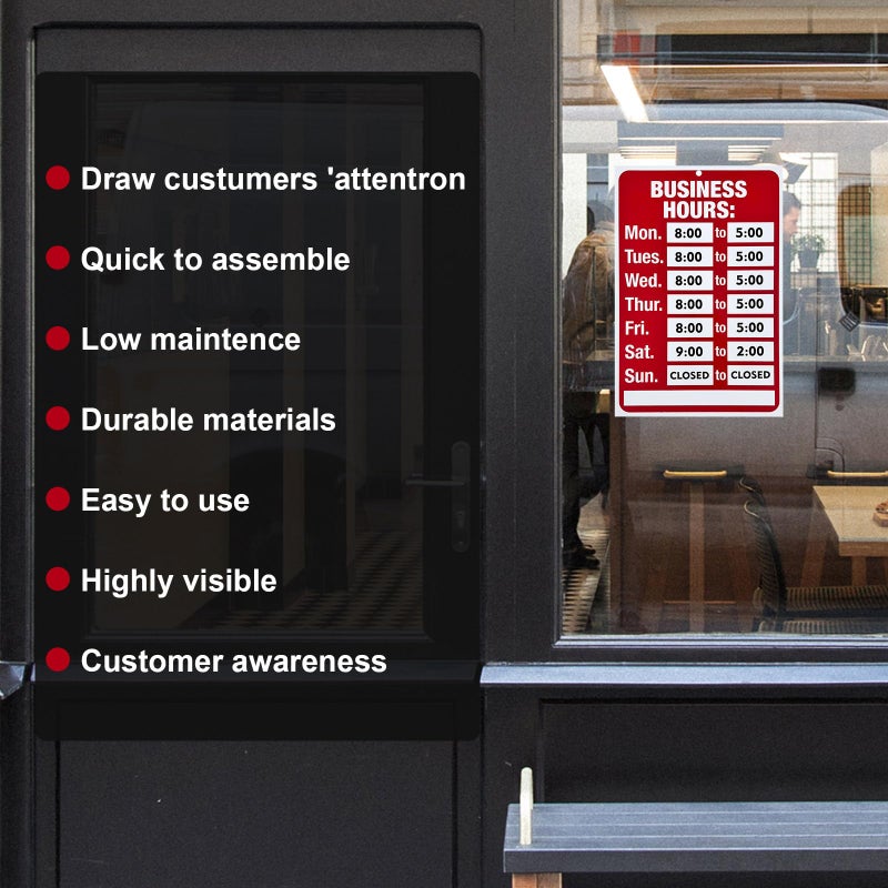 EKSPRINT Business Hours Sign, Changeable Open and Closed Signs with Matching Letter and Number Stickers for Glass Door, Office, Restaurants, Bars, Retail, Barbershop, Salon Shops (Red) - Image 5