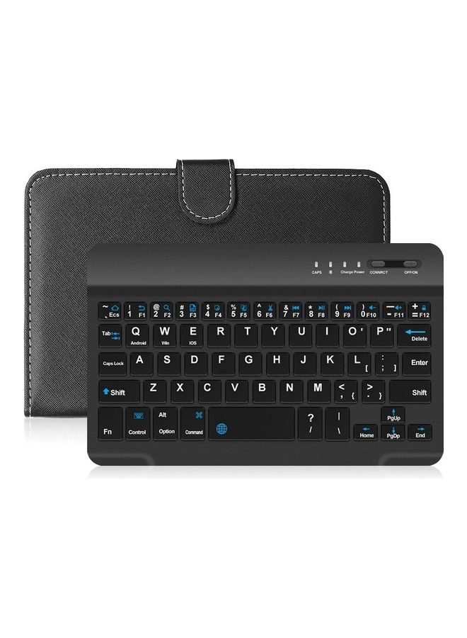 NIBEMINENT Portable PU Leather Bluetooth Wireless Keyboard Black - Image 1