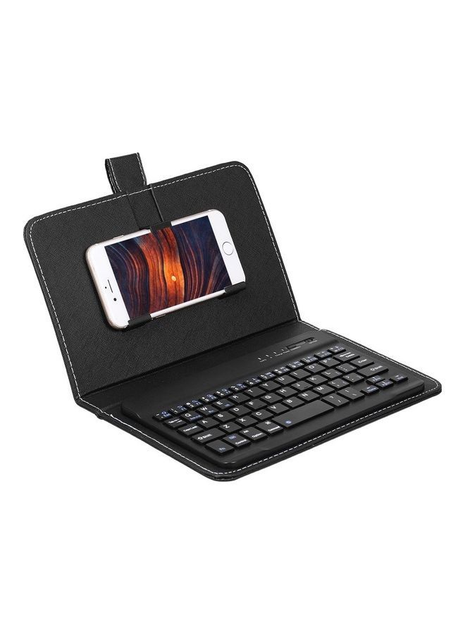 NIBEMINENT Portable PU Leather Bluetooth Wireless Keyboard Black - Image 4