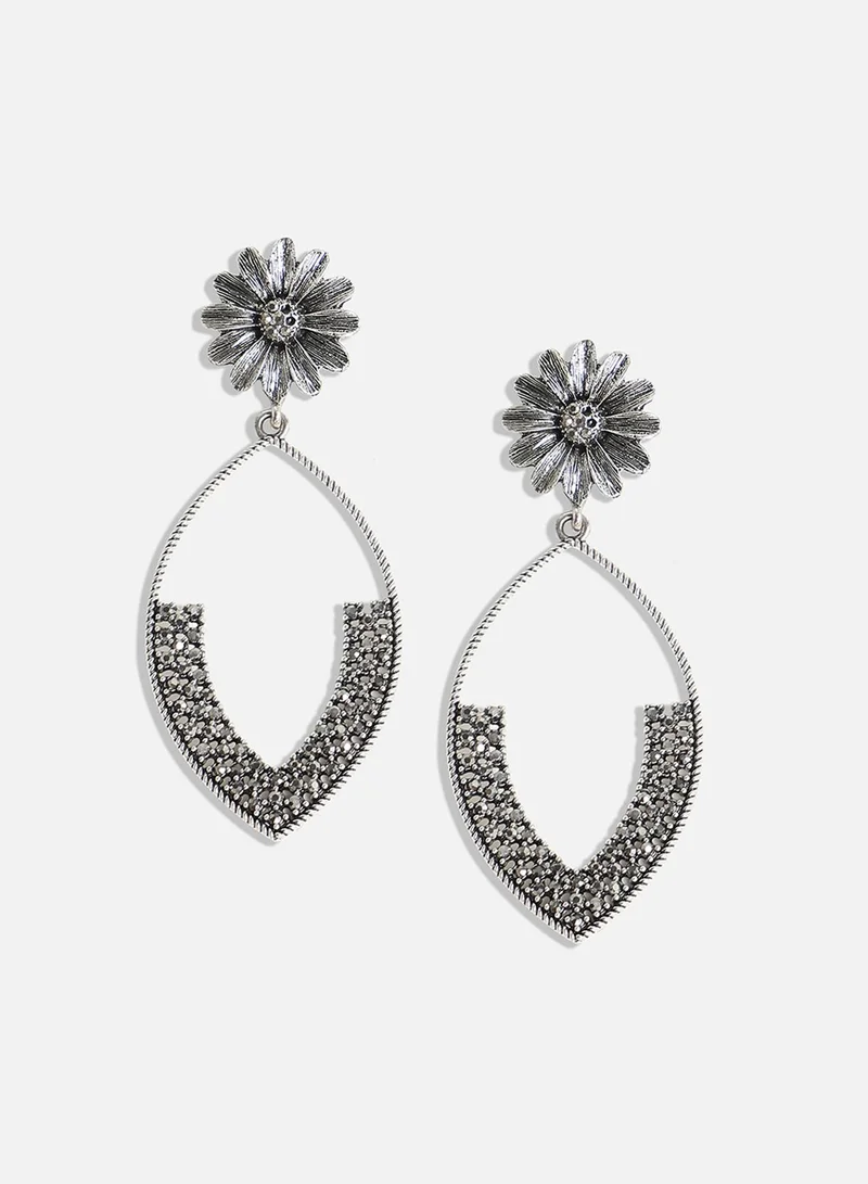 SOHI Crystal Eye Daisy Artificial Drop Earring Jewellery