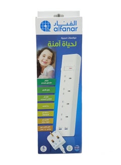 alfanar Quadruple Electrical Connection13 Amp 5 Meter Wire Two USB Ports  - Image 1