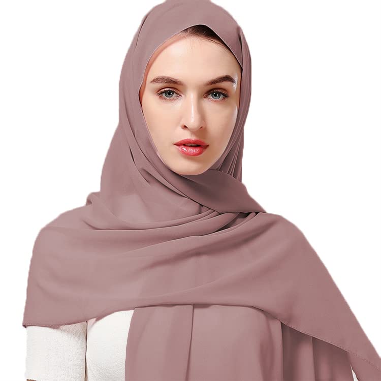 Yeieeo Chiffon Hijab for Women - Long and Soft Hijab Scarf Solid Color (Antique Pink) - Image 5