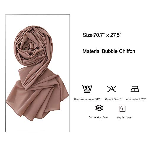 Yeieeo Chiffon Hijab for Women - Long and Soft Hijab Scarf Solid Color (Antique Pink) - Image 3