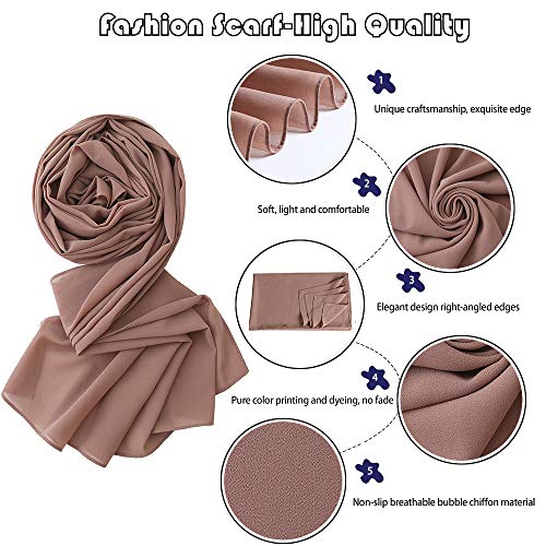 Yeieeo Chiffon Hijab for Women - Long and Soft Hijab Scarf Solid Color (Antique Pink) - Image 2