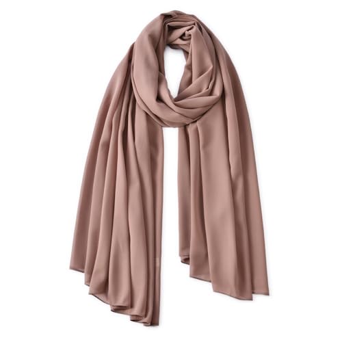 Yeieeo Chiffon Hijab for Women - Long and Soft Hijab Scarf Solid Color (Antique Pink) - Image 1