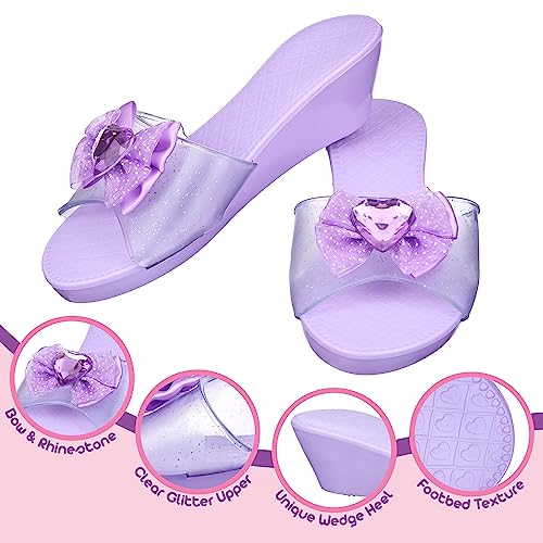 PRINCESS EXPRESSIONS 3-Pack Princess Shoe Set - Dress Up Royalty Kids Wedge Heels Slip On Shoes - Pastel Colored Princess Dress Up Shoes, Pretend Play Wedge Heels For Kids - Fits Toddler Size 7-10 - Image 4