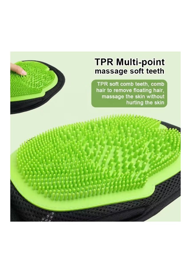 2-in-1 Pet Grooming Gloves - Silicone Brush & Lint Remover for Cats and Dogs - Red