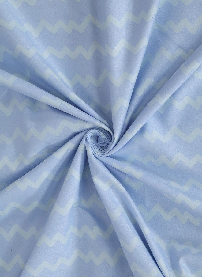 Arrabi Blue Striped Cotton 300 TC Fitted King Bedsheet with 2 Pillow Covers - Image 4