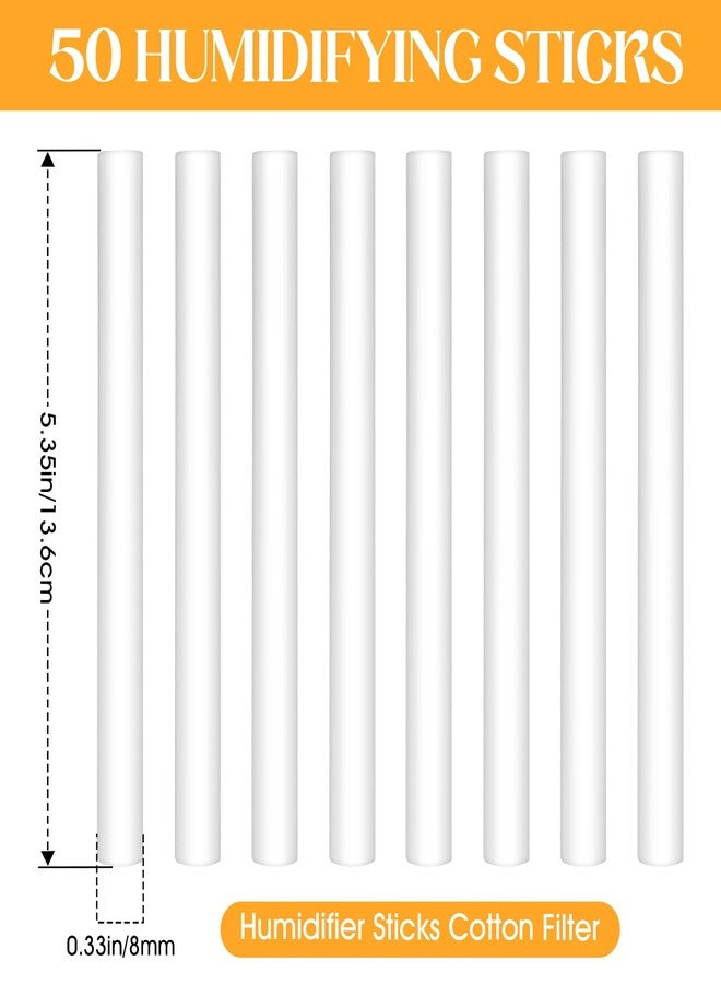Dirvcp 50 Pcs Humidifier Filter Replacement Rods Premium Cotton Filter Refills for Portable USB Mini Cool Mist Humidifiers (50, 5.354Inches) - Image 2