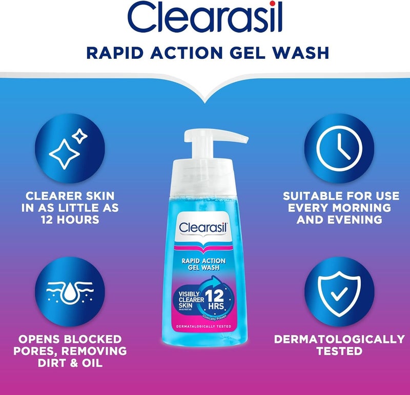 Clearasil Ultra Rapid Action Gel Wash - 150 ml for Visibly Clearer Skin - Image 4