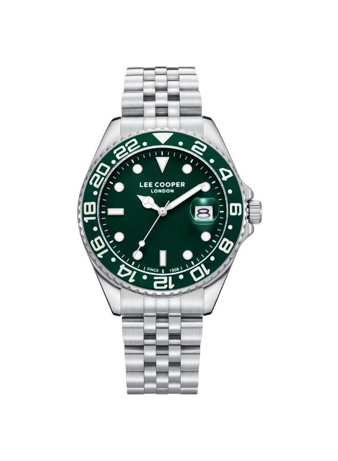 لي كوبر ساعة يد رجالية بعرض تناظري وسوار معدني فضي - Image 1