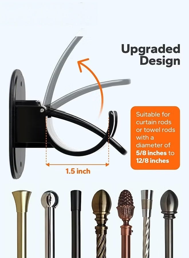 EETU Curtain Rod Bracket,4-Count Universal Plastic Curtain Rod Holders,Can Be Drilled Or Self-Adhesive,Curtain Rod Hooks For Bathroom,Bedroom,Livingroom,Kitchen - Image 2