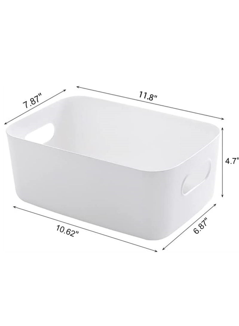 KASTWAVE White Storage Bin with Handles Pack of 3 Large Capacity Organizer Multi-Use Storage Box with Handles Durable Storage Basket for Bathroom Restroom Kitchen and Livingroom - Image 3