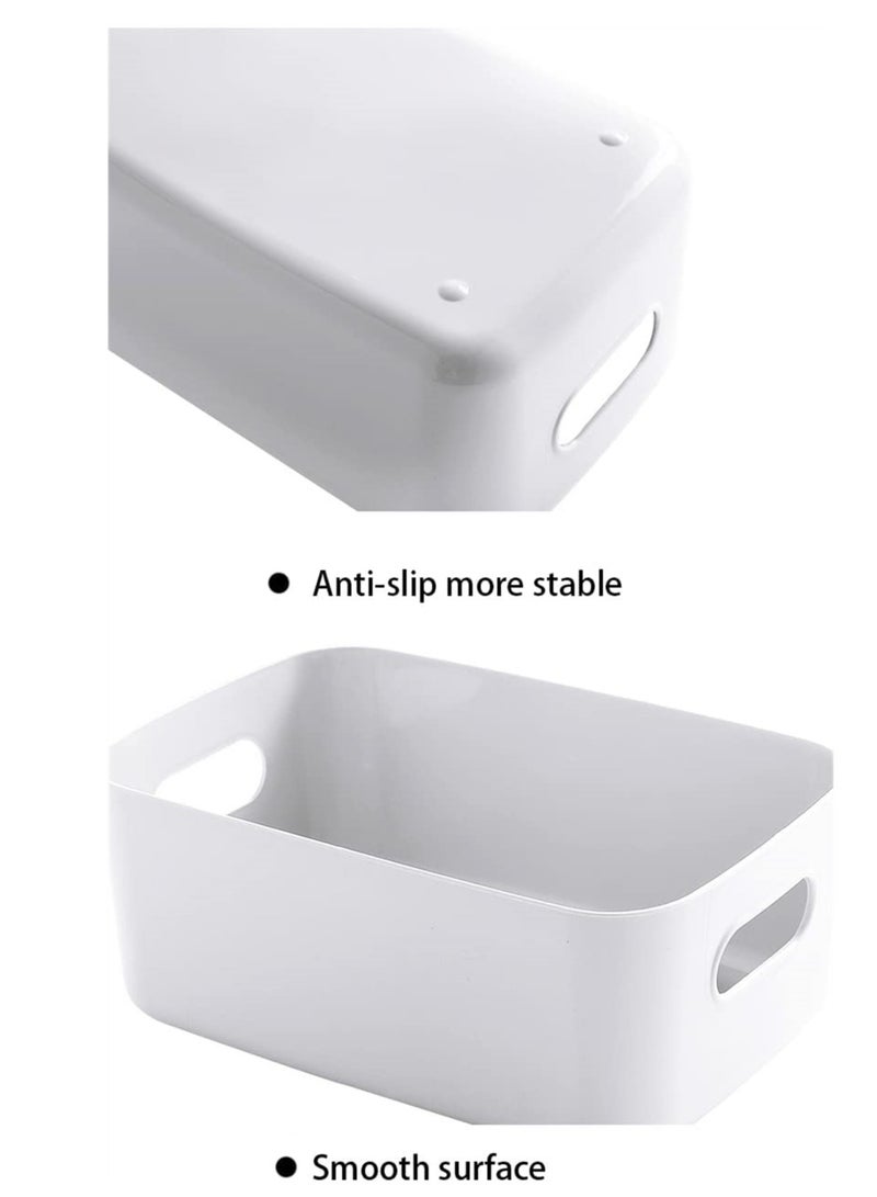 KASTWAVE White Storage Bin with Handles Pack of 3 Large Capacity Organizer Multi-Use Storage Box with Handles Durable Storage Basket for Bathroom Restroom Kitchen and Livingroom - Image 2