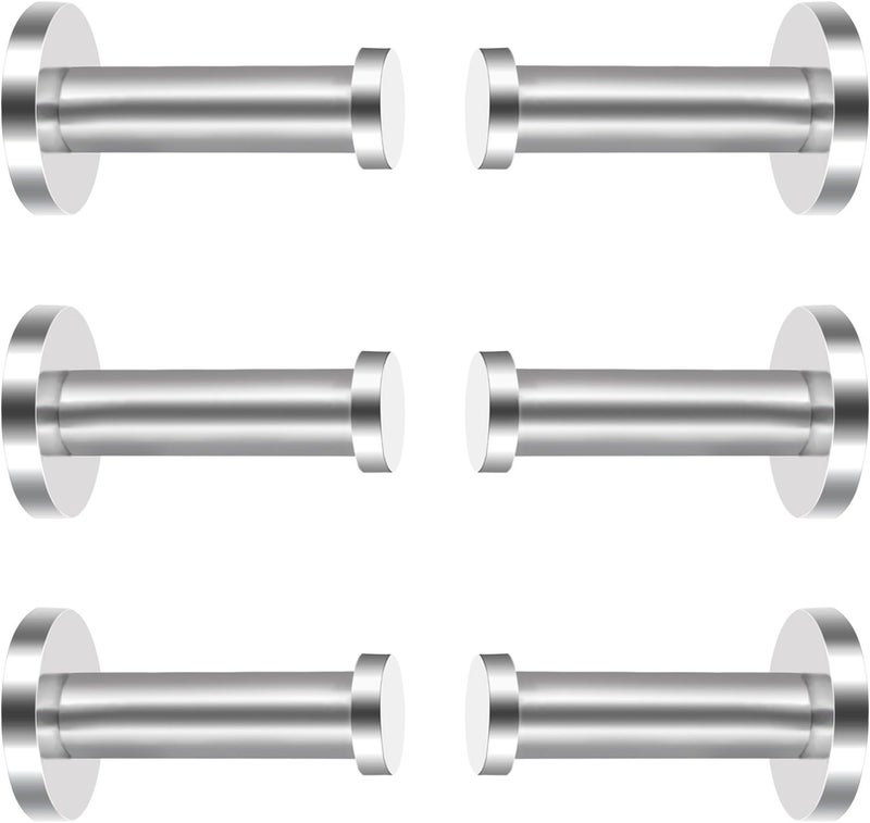 eBoot EBOOT 6 Pieces Stainless Steel WallMount Robe Hook Coat Hook Towel Wall Hook Brushed Nickel 2 Inch Silver  - Image 1