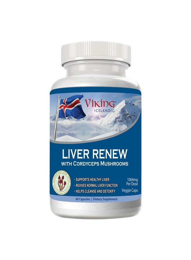 Viking Liver Renew Icelandic - Liver Health Support Formula - Comprehensive Mushroom Blend with Cordyceps, Reishi, Shitake, Lions Mane, Maitake and Chaga Mushrooms - 60 Veg Capsules - Image 1