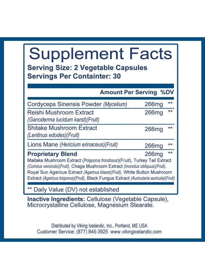 Viking Liver Renew Icelandic - Liver Health Support Formula - Comprehensive Mushroom Blend with Cordyceps, Reishi, Shitake, Lions Mane, Maitake and Chaga Mushrooms - 60 Veg Capsules - Image 2