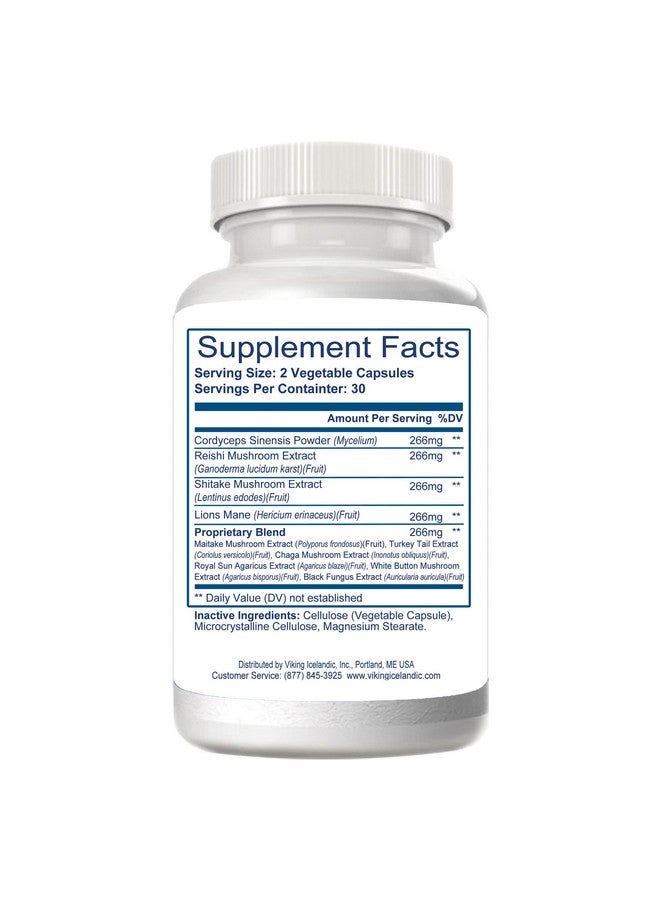 Viking Liver Renew Icelandic - Liver Health Support Formula - Comprehensive Mushroom Blend with Cordyceps, Reishi, Shitake, Lions Mane, Maitake and Chaga Mushrooms - 60 Veg Capsules - Image 4